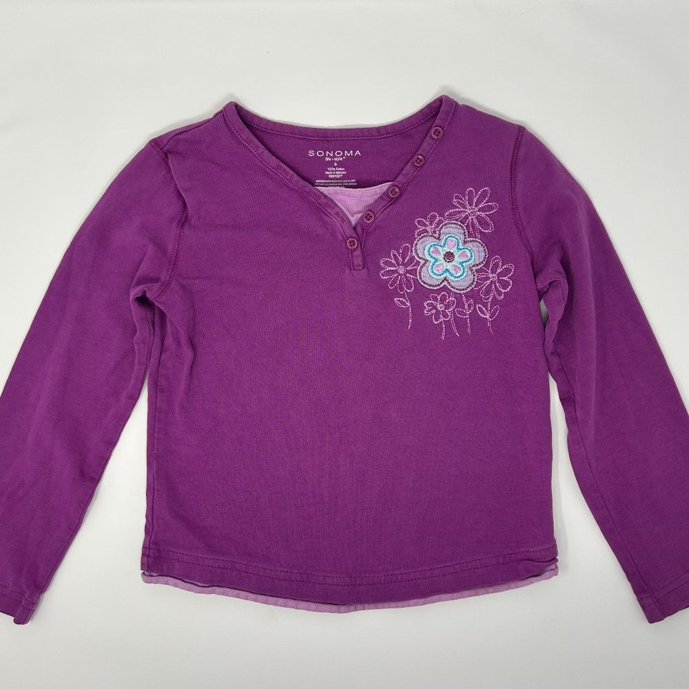 Sonoma Girls Long Sleeve Purple Cotton Cozy Tee - Picture 2 of 7